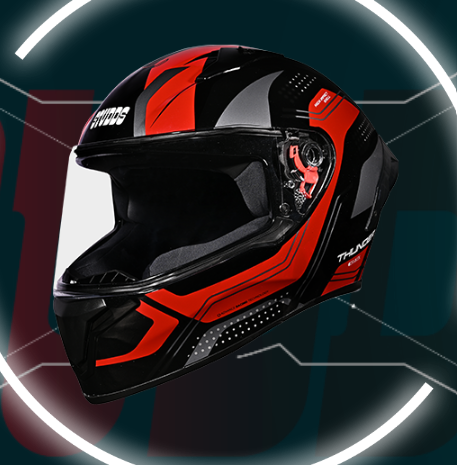 Picture of Studds Thunder D2 Draken ISI and DOT Certified Full Face Helmet for Men and Women with Spoiler and Clear Visor (Red and Black)