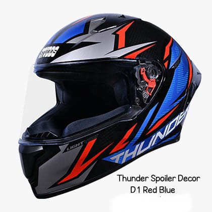 Picture of Studds Thunder D2 Draken ISI and DOT Certified Full Face Helmet for Men and Women with Spoiler and Clear Visor (Black blue red)