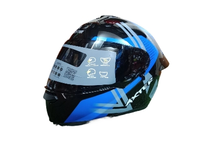 Picture of AEROSTAR AXTER Full Face Glossy Black Helmet ISI And Dot Certified (Black blue)