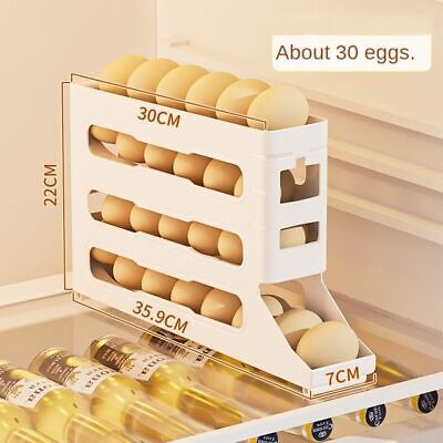 Picture of Egg Storage Case Large Capacity Egg Storage Box for Fridge 4 Tiers Automatic Rolling Egg Organizer Refrigerator Side Door Egg Dispenser Restaurant Egg Holder Egg Storage Container