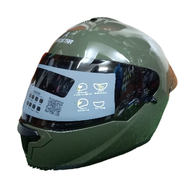 Picture of AEROSTAR AXTER Full Face Glossy Black Helmet ISI And Dot Certified (Green)