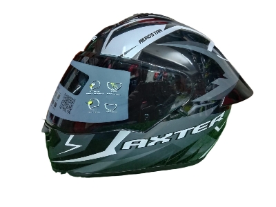 Picture of AEROSTAR AXTER Full Face Glossy Black Helmet ISI And Dot Certified (Black and white)