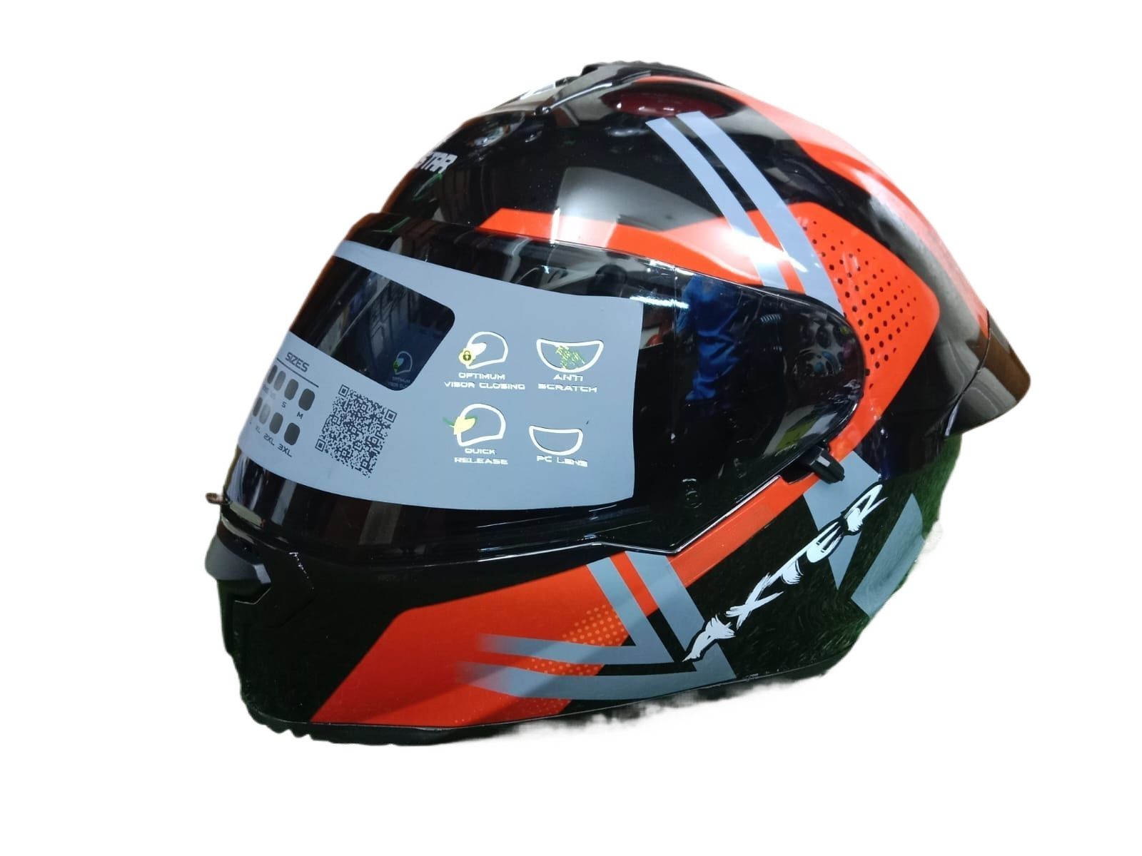 Picture of AEROSTAR AXTER Full Face Glossy Black Helmet ISI And Dot Certified (Red and Black)
