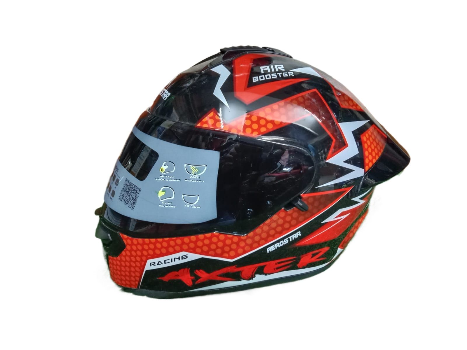 Picture of AEROSTAR AXTER Full Face Glossy Black Helmet ISI And Dot Certified (Red and Black)