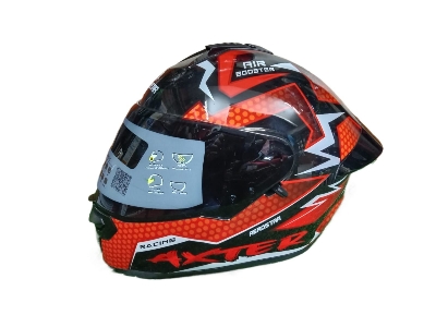 Picture of AEROSTAR AXTER Full Face Glossy Black Helmet ISI And Dot Certified (Red and Black)