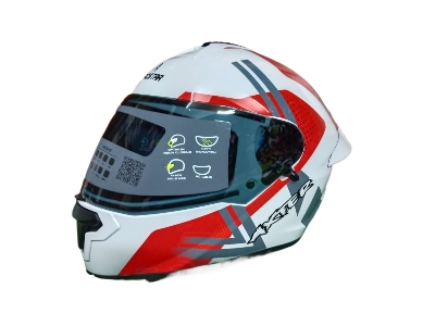Picture of AEROSTAR AXTER Full Face Glossy Black Helmet ISI And Dot Certified (White red)