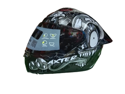Picture of AEROSTAR AXTER Full Face Glossy Black Helmet ISI And Dot Certified (Black grey)