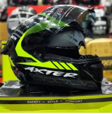 Picture of AEROSTAR AXTER Full Face Glossy  Helmet ISI And Dot Certified (Black neon)
