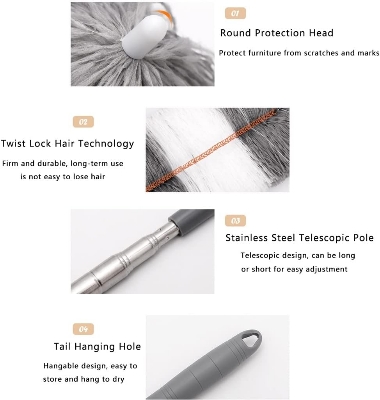 Picture of Flexible Duster For Fan Cleaning Mop With Long Rod | Spider Web Cleaner Stick | Fan Cleaning Brush | Fan Duster| Dusting Brush For Home Cleaning | Dust Cleaner | Microfiber Duster For Home Cleaning.