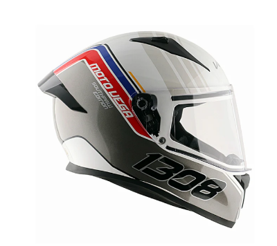 Picture of Bolt Glossy Black full face helmet with dual certification (White And Black)