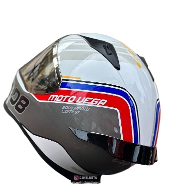 Picture of Bolt Glossy Black full face helmet with dual certification (White And Black)
