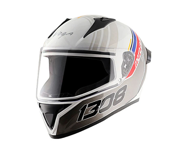 Picture of Bolt Glossy Black full face helmet with dual certification (White And Black)