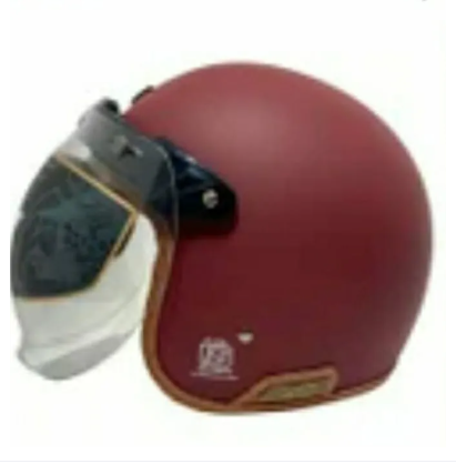 Picture of Axor Retro Jet Leather Dot And Isi Certified Helmet (Red)