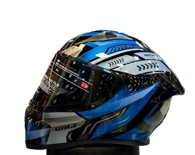 Picture of Bolt Glossy Decor Mertial Black Blue full face helmet with dual certification (Black And Blue)