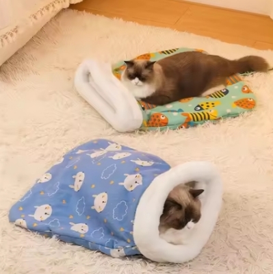Picture of Comfortable Cat Sleeping Bag Soft Cat Bed Warm Closed Cat Bed Funny Tunnel Pet Nest Lovely Nest for Cats 2.5-7kg Pet Supplies
