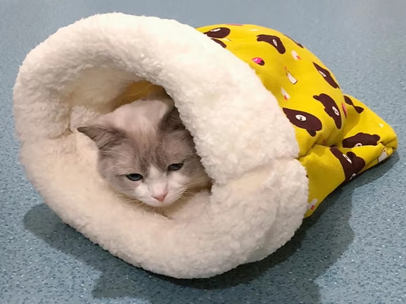 Picture of Comfortable Cat Sleeping Bag Soft Cat Bed Warm Closed Cat Bed Funny Tunnel Pet Nest Lovely Nest for Cats 2.5-7kg Pet Supplies
