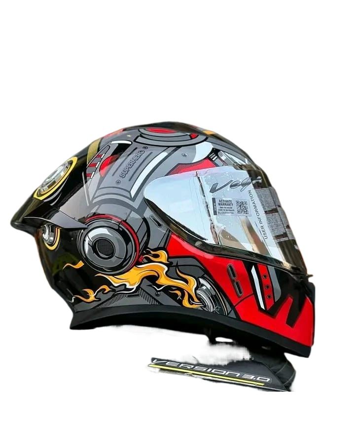 Picture of Bolt Bunny Glossy Black Red full face helmet with dual certification. (Black Red)