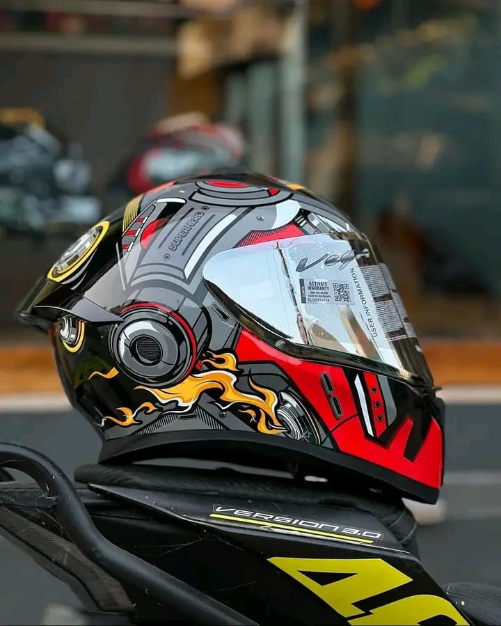 Picture of Bolt Bunny Glossy Black Red full face helmet with dual certification. (Black Red)