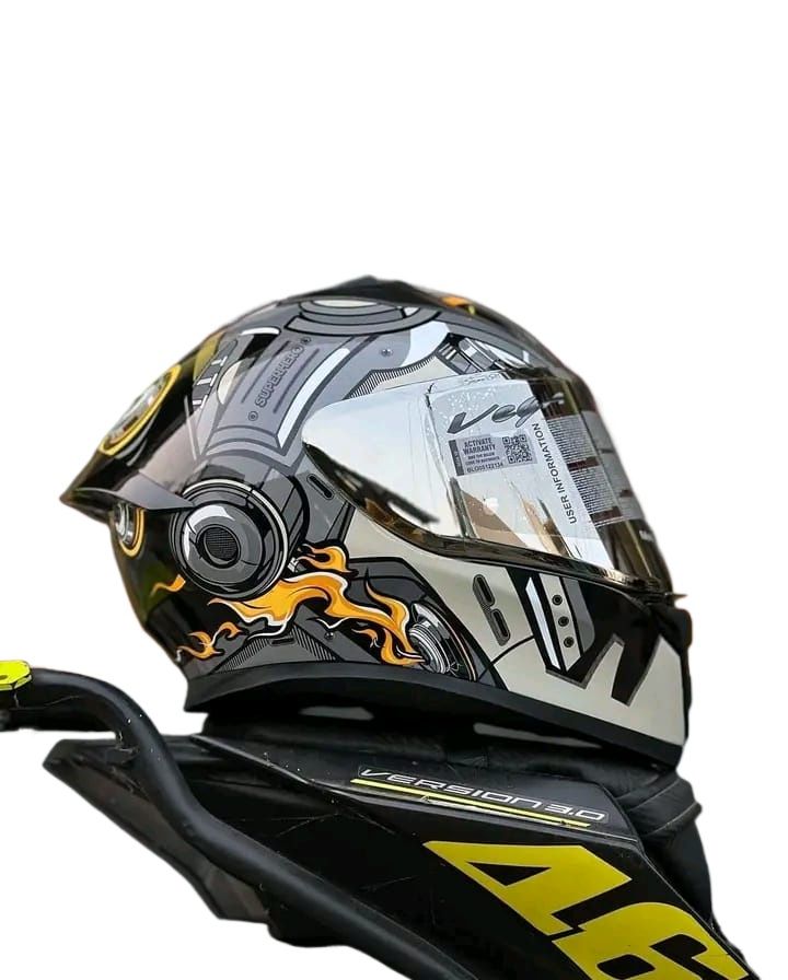 Picture of Bolt Bunny Glossy Black Grey full face helmet with dual certification. (Black grey)