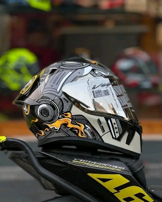 Picture of Bolt Bunny Glossy Black Grey full face helmet with dual certification. (Black grey)