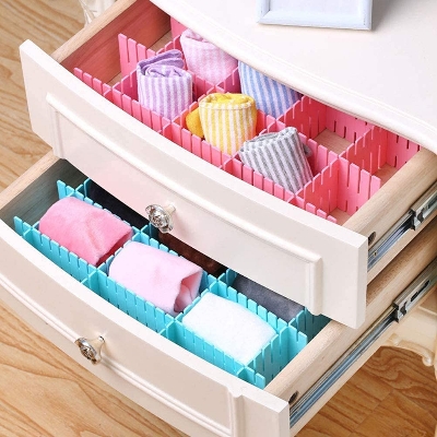 Picture of 2 pics Grid Drawer Dividers, Adjustable Drawer Organizer with Portable DIY Closet Separator for Home Office Bedroom