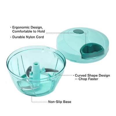 Picture of New Large Handy and Compact Chopper Handy Quick Cutter For Kitchen, Pull String, Mini Handy Plastic Chopper With 3 Blades(350 ML)