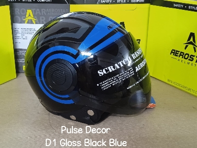 Picture of PULSE DECOR D1 BLACK BLUE CERTIFIED HELMET (Black)