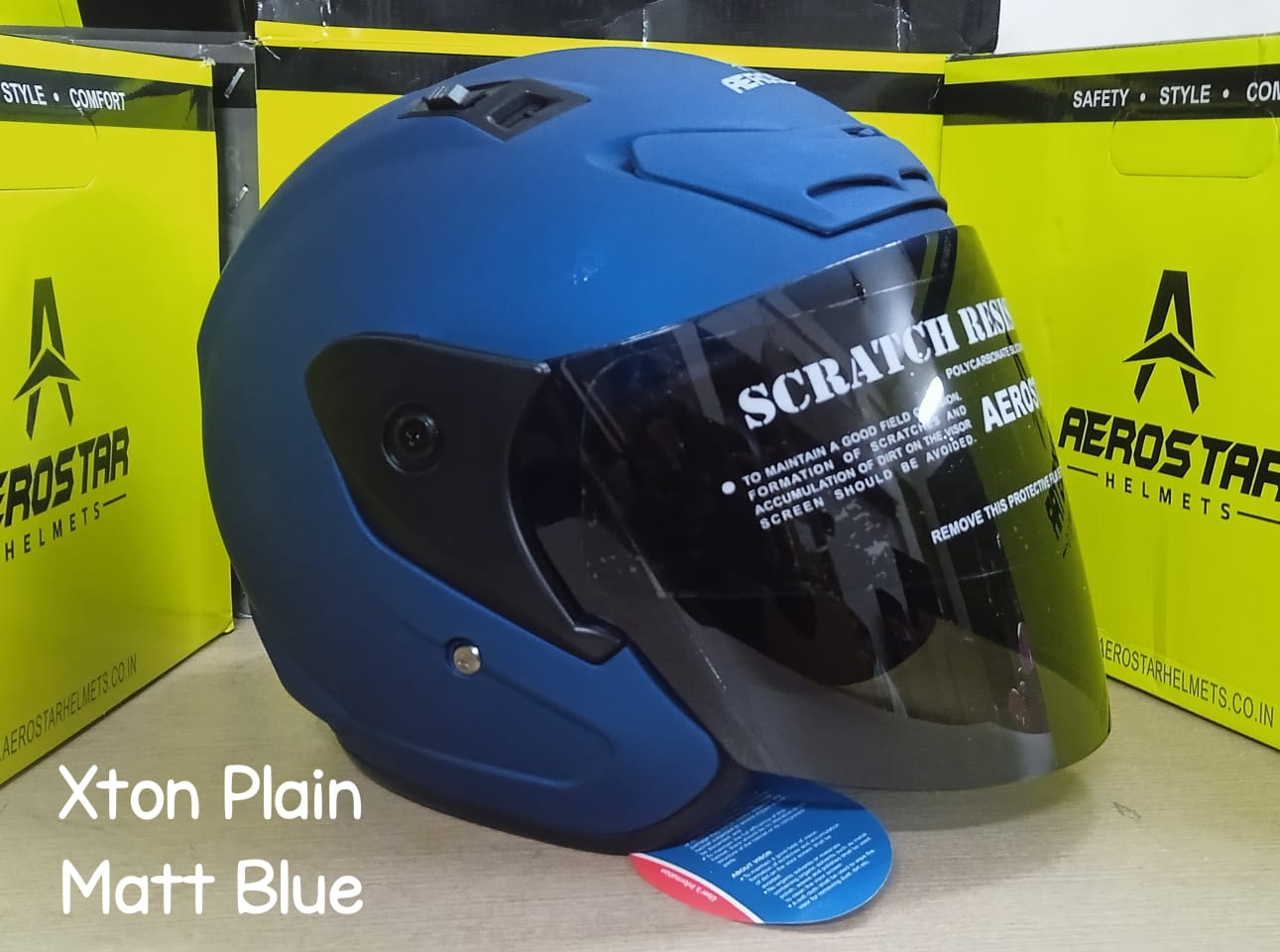 Picture of X-TON PLAIN MATT BLUE  CERTIFIED HELMET (Blue)