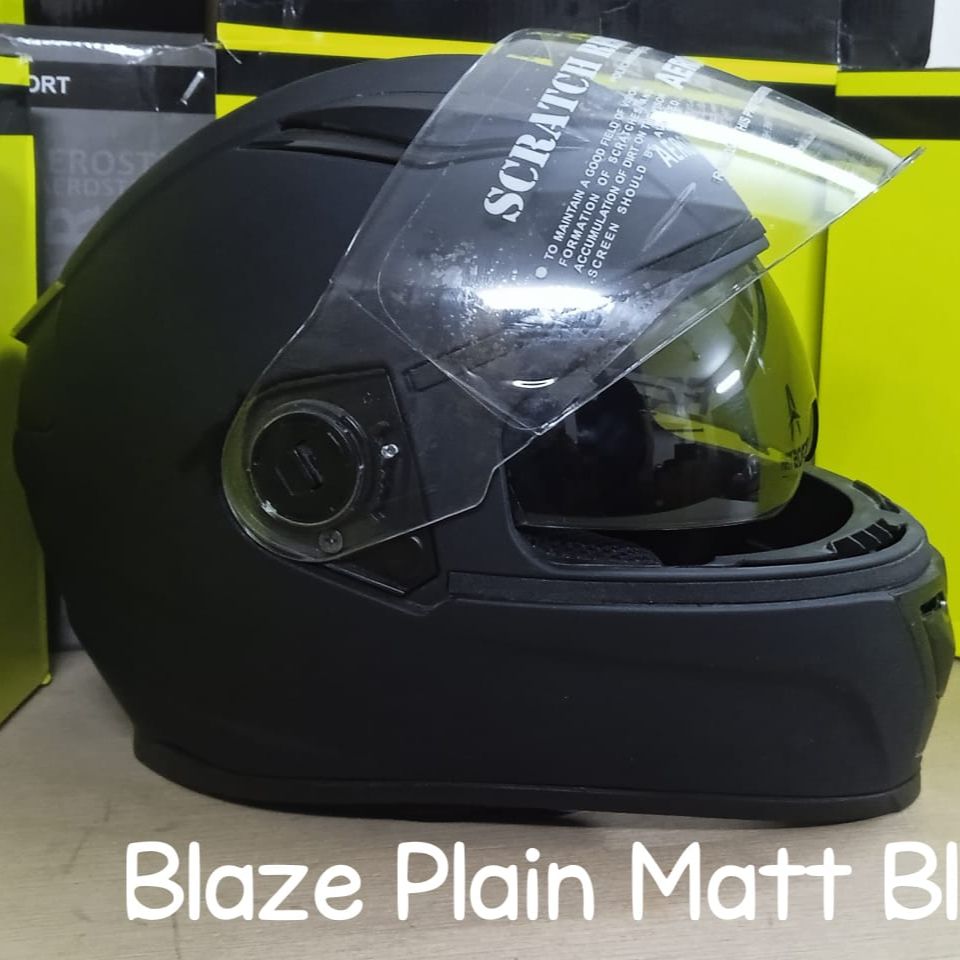 Picture of BLAZE PLAIN MATT BLACK FULL FACE CERTIFIED HELMET (Black)