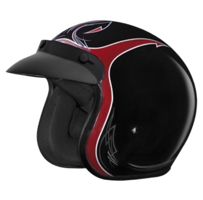 Picture of STUDDS JETSTAR CLASSIC D4 OPEN FACE PINNED BLACK RED HELMET (Red and Black)