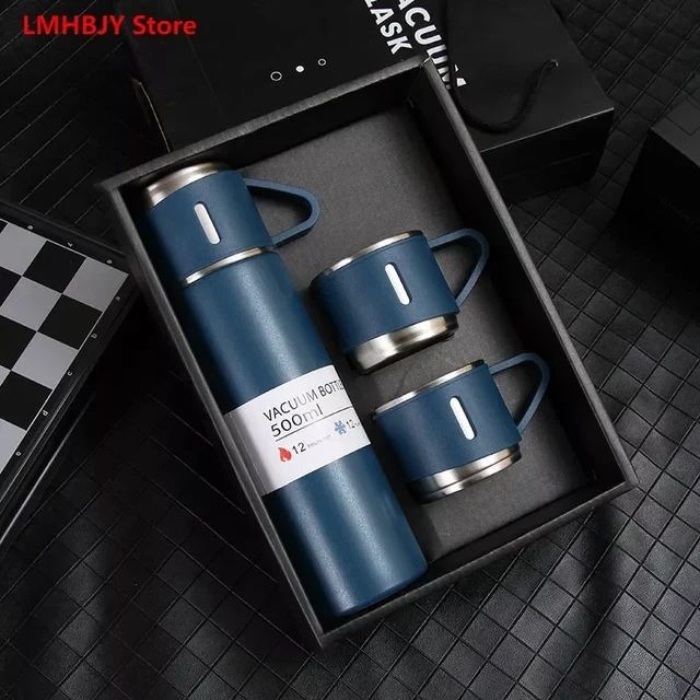 Picture of Vacuum Insulated Thermal Flask Set With Cup Set 500ML Stainless Steel Vacuum Flask Gift Set Office Business Style Thermos Bottle Outdoor Hot Water Thermal Insulation Couple Cup