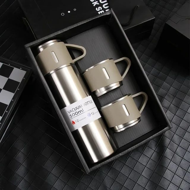 Picture of Vacuum Insulated Thermal Flask Set With Cup Set 500ML Stainless Steel Vacuum Flask Gift Set Office Business Style Thermos Bottle Outdoor Hot Water Thermal Insulation Couple Cup