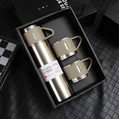 Picture of Vacuum Insulated Thermal Flask Set With Cup Set 500ML Stainless Steel Vacuum Flask Gift Set Office Business Style Thermos Bottle Outdoor Hot Water Thermal Insulation Couple Cup