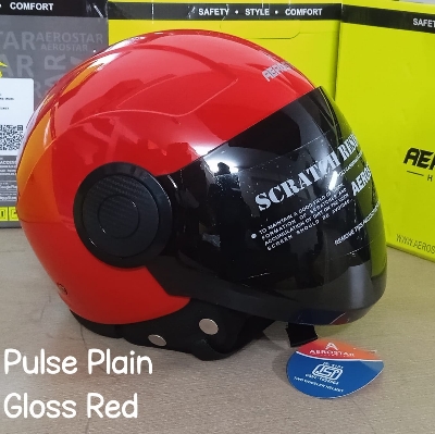 Picture of PULSE PLAIN GLOSSY RED CERTIFIED HELMET (Red)