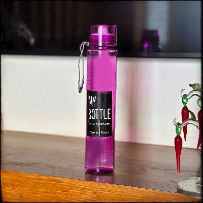 Picture of Classic Slim Plastic Transparent Water Bottle 500ml water cup BPA Free, Leak-Proof, Reusable with Easy Lock Random Color Water Bottle 1pic