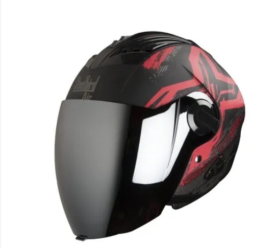Picture of Steelbird Air SBA-3 Excel 580 mm Mat Black With Red Open Face Helmet (Black)