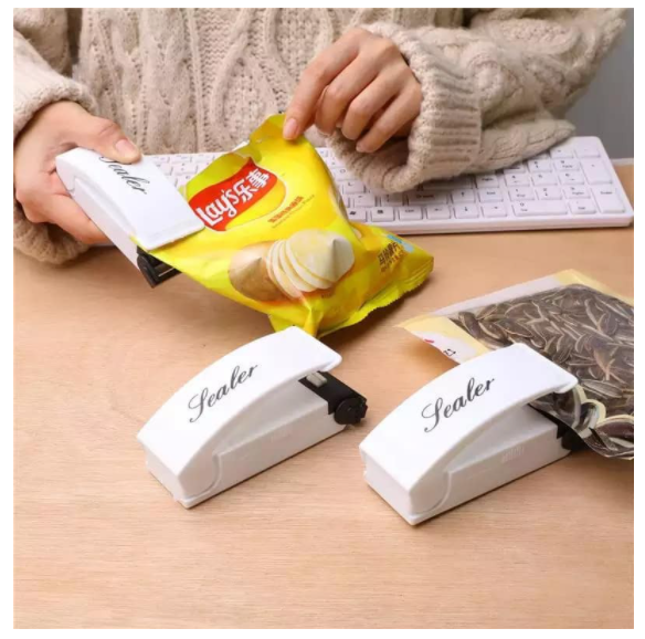 Picture of Mini Snack Sealer Small Household Bag Sealer Portable Hand Pressure Heat Sealer Plastic Bag Sealer Battery Not Include