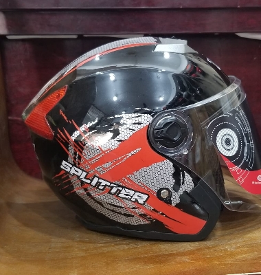 Picture of MIBK Open Half Face 603 Glossy Black Red Helmet (নিউ মডেল হেলমেট) (Red and Black)