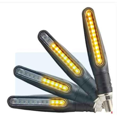 Picture of Cimiva 4pcs Motorcycle LED Turn Signal Electric Vehicle Motoebike Front and Rear General Headlights Signal Lights-Black 4 pcs