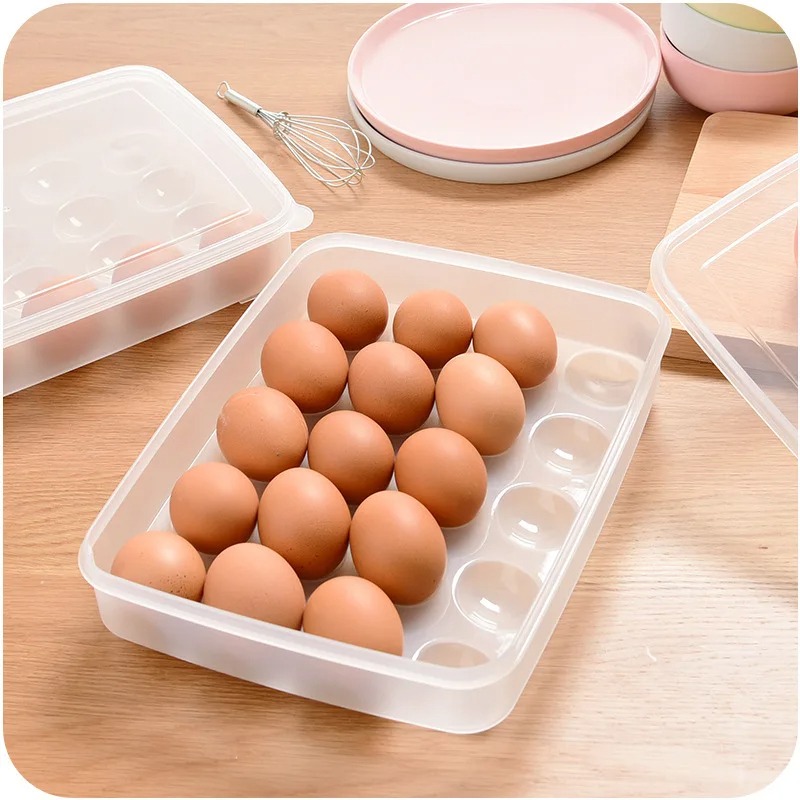 Picture of 20/34 Grid Egg Storage Box Kitchen Refrigerator Egg Box with Lid Fresh-keeping Case Household Plastic Fresh-keeping Box
