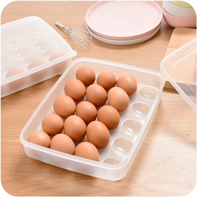 Picture of 20/34 Grid Egg Storage Box Kitchen Refrigerator Egg Box with Lid Fresh-keeping Case Household Plastic Fresh-keeping Box