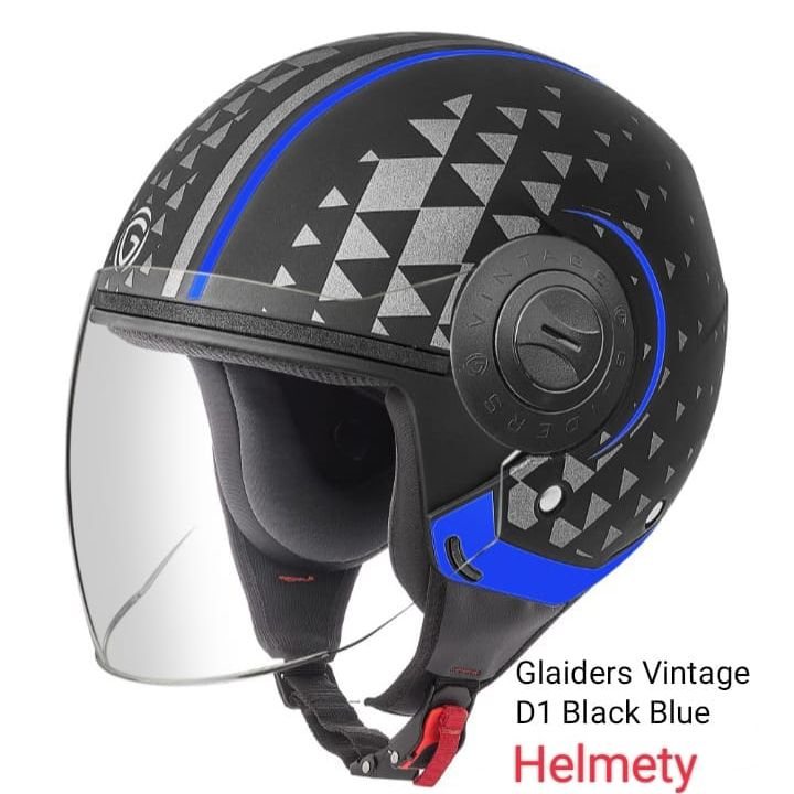 Picture of Vintage Decor  Matt Black Blue Certified Helmet (Matt Black Blue)