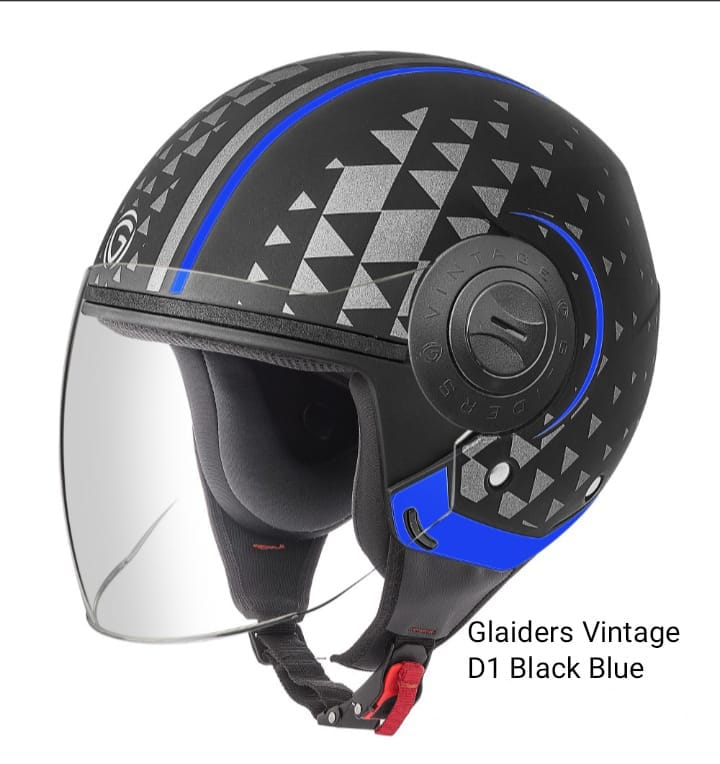 Picture of Vintage Decor  Matt Black Blue Certified Helmet (Matt Black Blue)