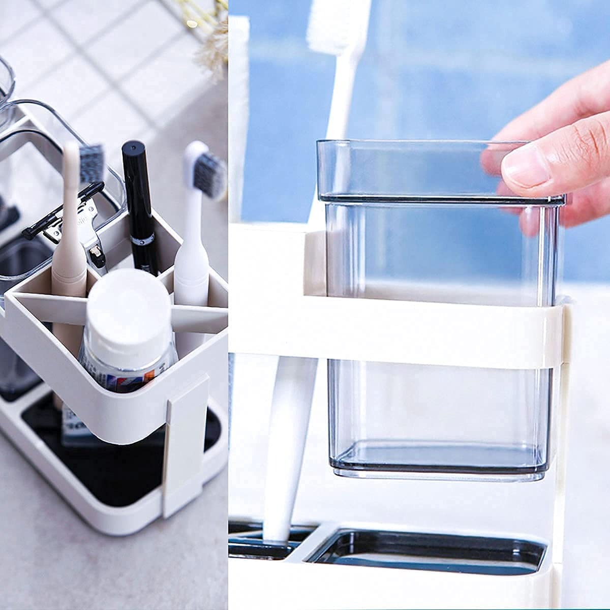 Picture of Premium Toothbrush Holder Set - 1-Cup Organizer with Freestanding Base, Multifunctional for Toothbrushes & Toothpaste, Stylish