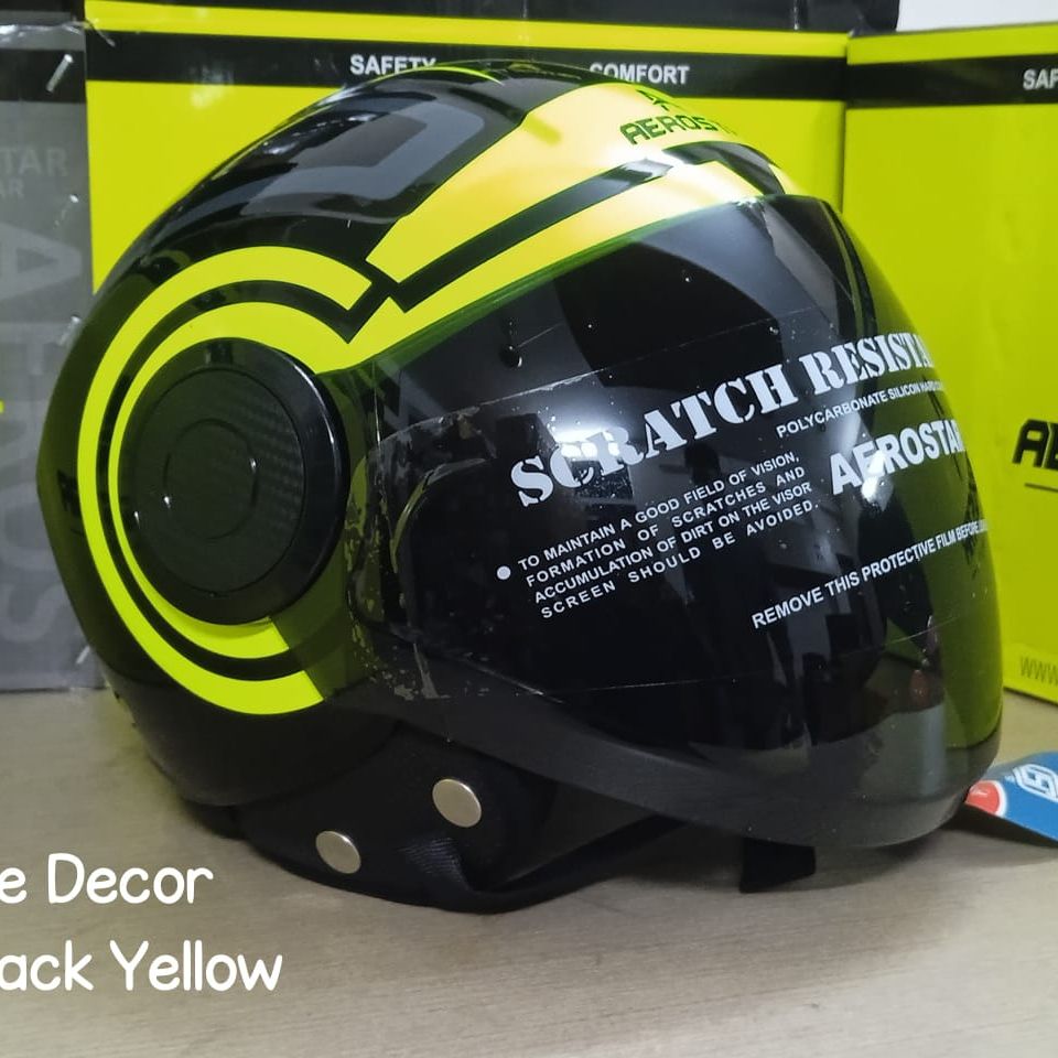 Picture of PULSE DECOR D1 BLACK YELLOW CERTIFIED HELMET (Black)