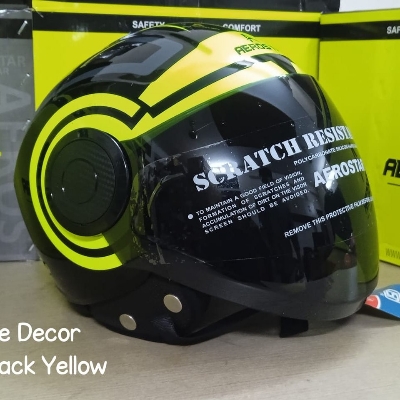 Picture of PULSE DECOR D1 BLACK YELLOW CERTIFIED HELMET (Black)