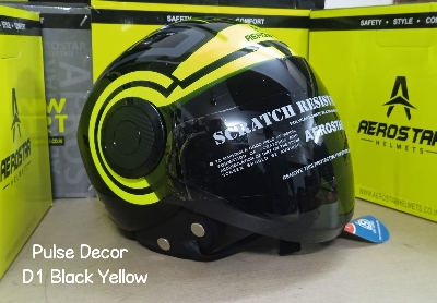 Picture of PULSE DECOR D1 BLACK YELLOW CERTIFIED HELMET (Black)