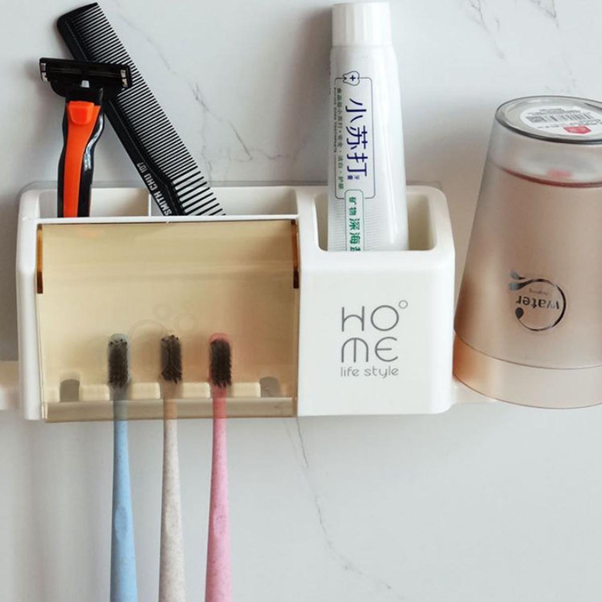 Picture of Toothbrush holder punch-free modern minimalist rack wall-mounted toothbrush holder bathroom creative home family of four-1 Pcs