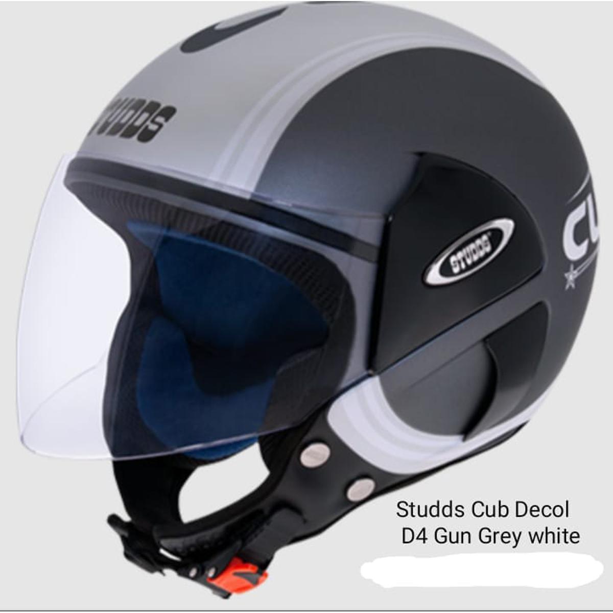 Picture of Studds Cub  Decol D4 Gun Grey White Open Face Best Quality And Certified Helmet (Grey)