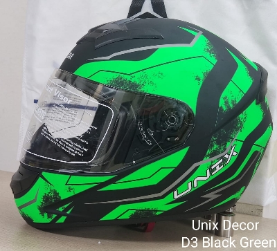 Picture of AEROSTAR UNIX DECOR D3 BLACK GREEN FULL FACE HELMET (BLACK GREEN)